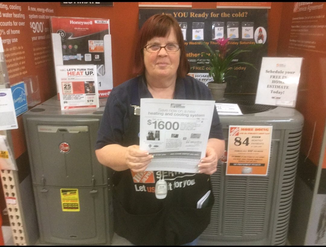 TeamARMS_HVAC's tweet photo. Leslie is driving HVAC this weekend at #Riverpark Store #1014! Great time for a FREE IN-HOME ESTIMATE! #HVAC #TeamARMS #HomeDepot https://t.co/Yxd1ICBJw5