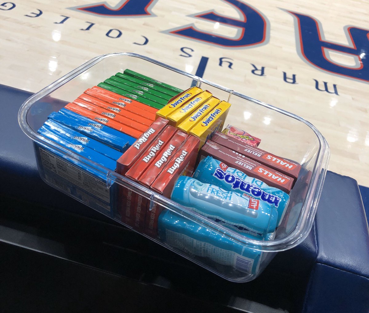 Saint Mary's Hoops (@saintmaryshoops) on Twitter photo Behind the scenes look at the gum box that is prepped before every game for players and coaches. <a href="/SmcManagers/">SMC MBB Managers</a> are the best in the biz. #WCChoops Behind the scenes look at the gum box that is prepped before every game for players and coaches. <a href="/SmcManagers/">SMC MBB Managers</a> are the best in the biz. #WCChoops