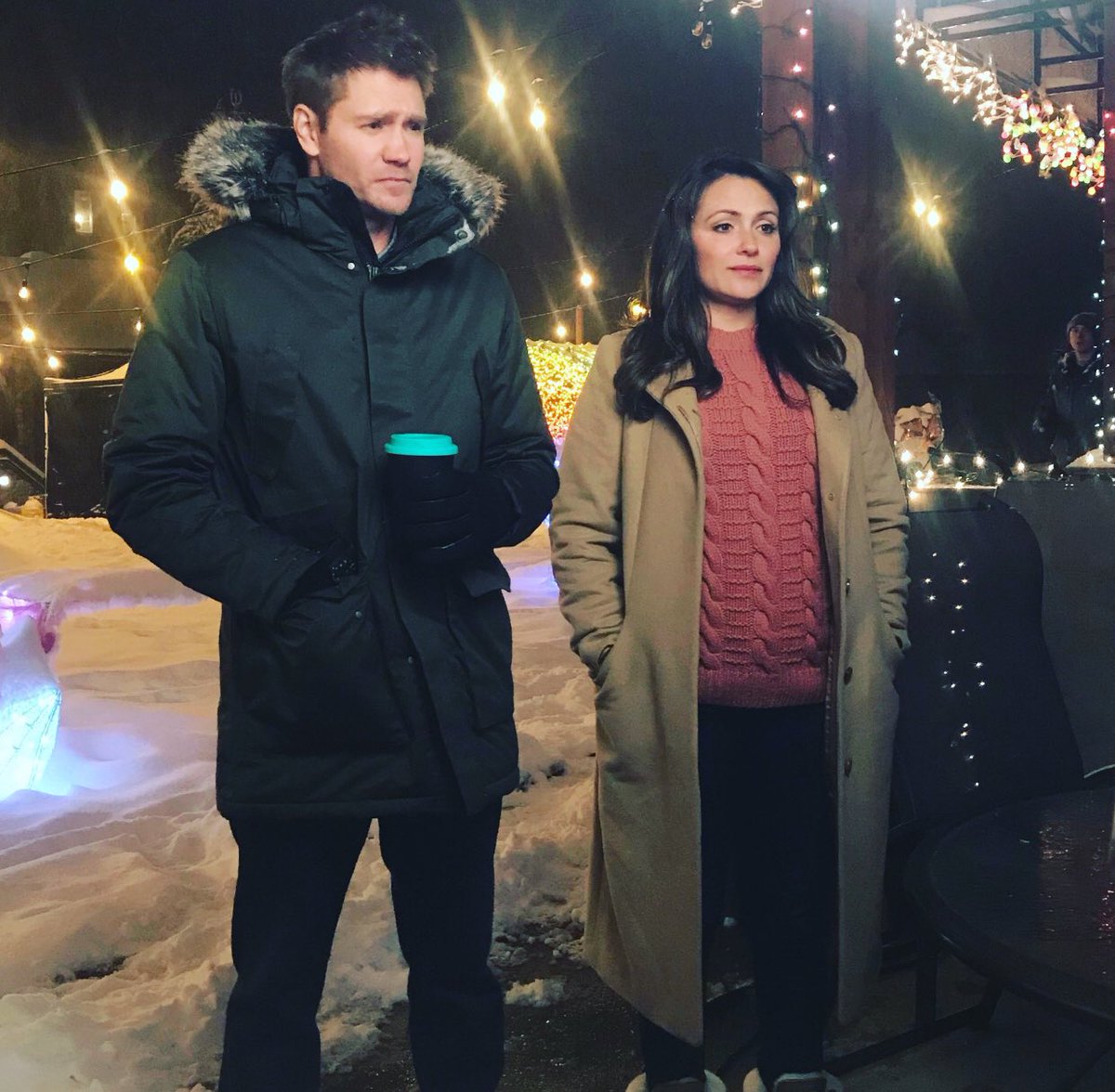 BehindHallmark's tweet image. Tonight on @hallmarkchannel #LoveInWinterland 
@ChadMMurray @italiaricci #BehindTheHallmark
