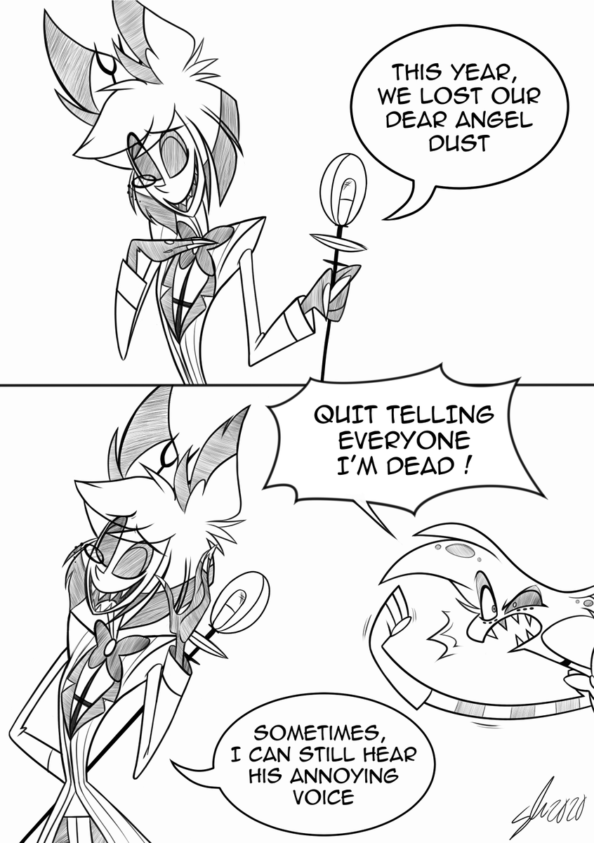 cryptidmaxx's tweet photo. 'Cause I don't think this meme has been done yet in the #HazbinHotel fandom...and it's a must
#HazbinHotelFanart #Alastor #AngelDust #vivziepop #HuniCast https://t.co/vW8UfL3n8q