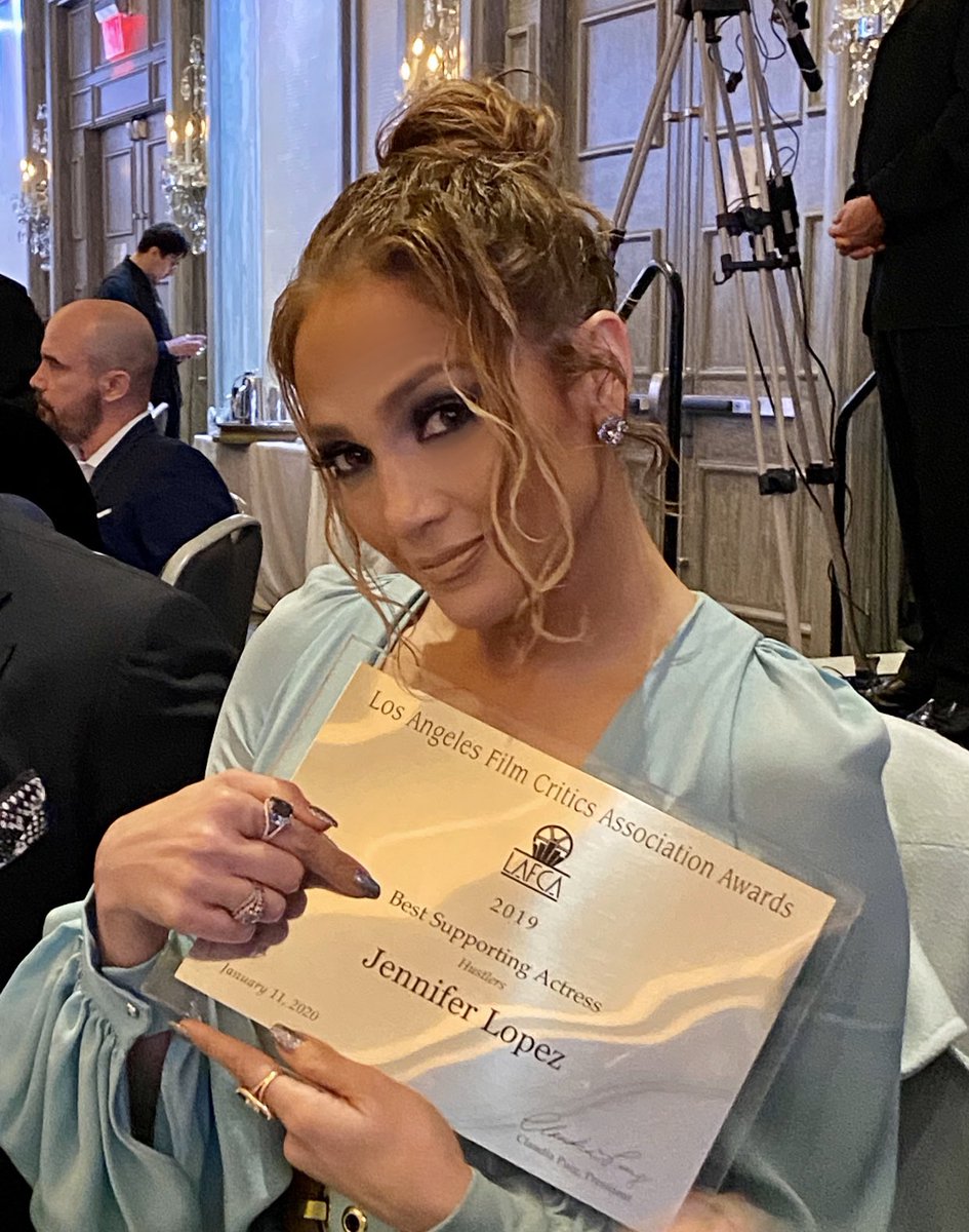 jlo (@jlo) on Twitter photo Thank you to the <a href="/LAFilmCritics/">Los Angeles Film Critics Association</a> Association for the Best Supporting Actress award! What an incredible night ✨✨! #LAFCA #HustlersMovie Thank you to the <a href="/LAFilmCritics/">Los Angeles Film Critics Association</a> Association for the Best Supporting Actress award! What an incredible night ✨✨! #LAFCA #HustlersMovie