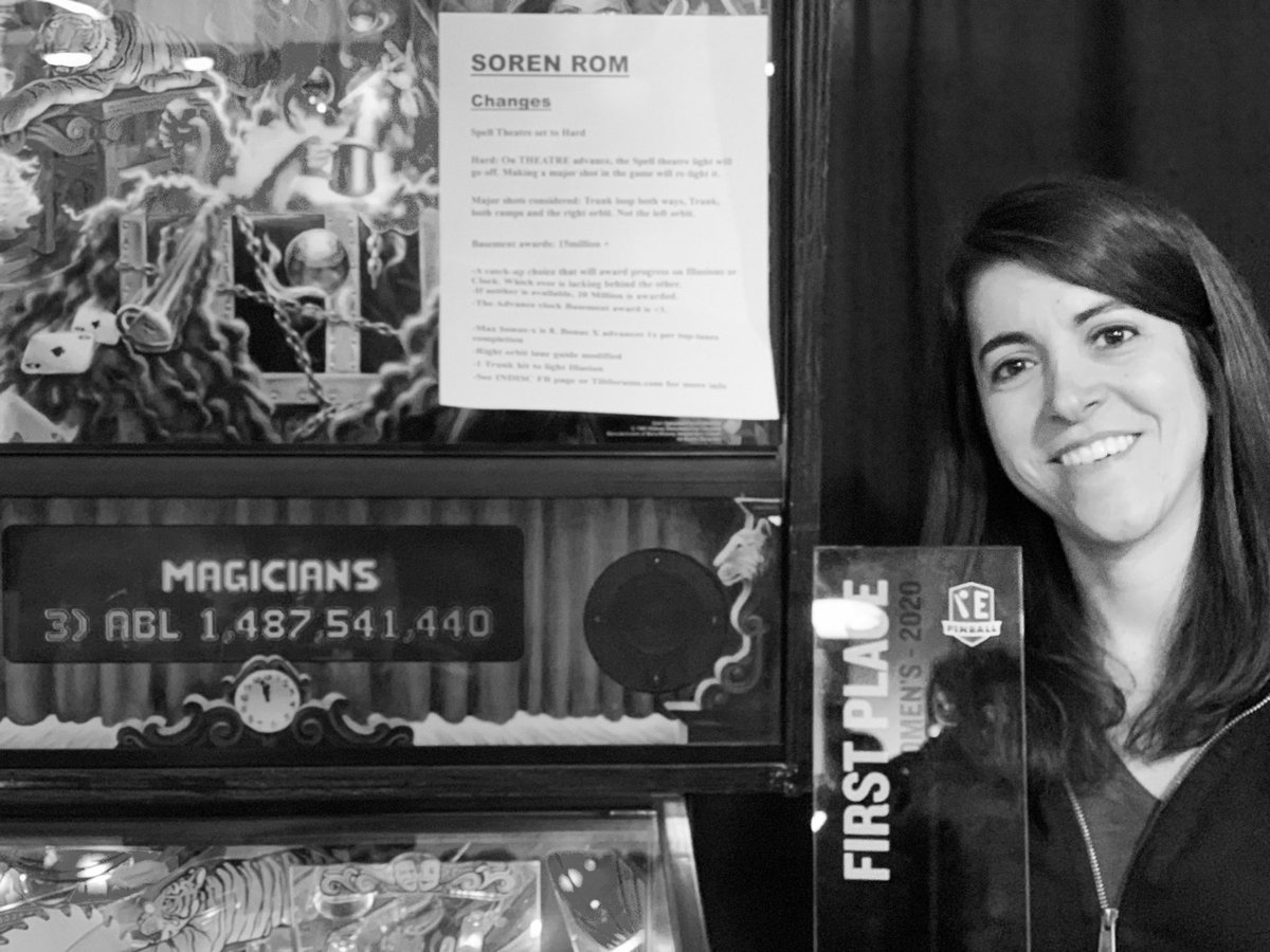 1iPod1Pinball's tweet image. Well folks, it happened... @MuddyMaeSuggins took 1st place for the Women's #pinball Tournament at #INDISC 2020!