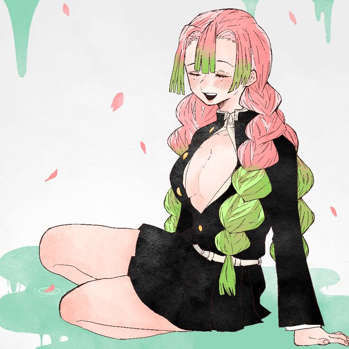 花咲林檎さんがTwitterに投稿した甘露寺蜜璃(鬼滅の刃)のイラスト。