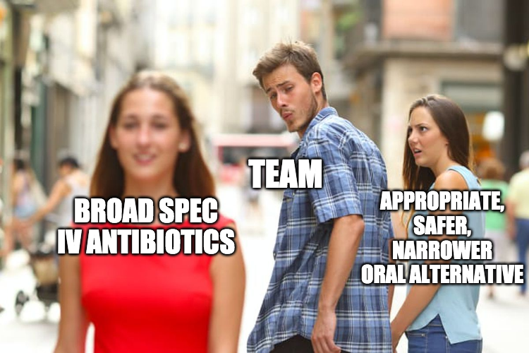 IDdocAdi's tweet photo. IV does not always mean better, than ORAL ABX for many DX
#stewardmeme https://t.co/j5Gjx9YyOD
