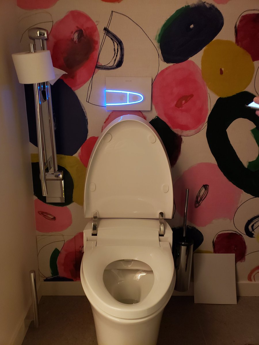 DennisGLynch1's tweet photo. This is a brand new e-toilet from Kohler. That is the crazy wallpaper the client chose for her bathroom. Oh, and that GIANT BLUE COCK on the wall?That is the Kohler Control Panel.Welcome to the age of the
#DigitalDick
#ControlCock
#PressThePenis
#TouchTheTool
#BlueBonerByKohler https://t.co/rSeRQ0VRnD