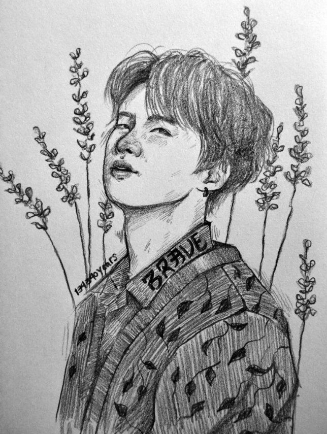 20190713 / day 194my new favorite yoongi i've ever done (also i'm trying to add elements to decorate so bare with me and my uglee plants)   #btsfanart @BTS_twt
