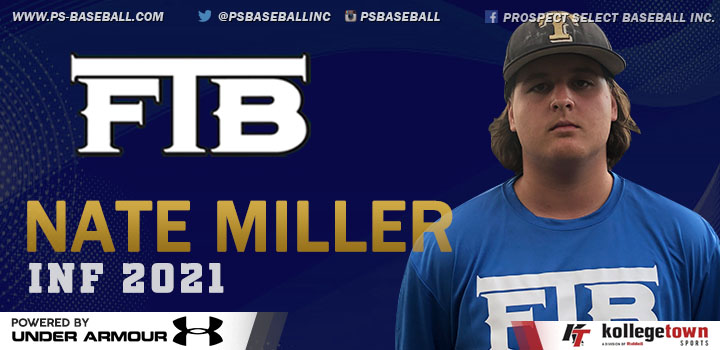 PSBaseballinc's tweet photo. 2021 Nate Miller INF Polished swing. Balanced. Barrel is in the zone for a long time. 2 hits in 2 ABs during live play. Solid player. #PSCoverage @ftbteams https://t.co/06W25mglaE