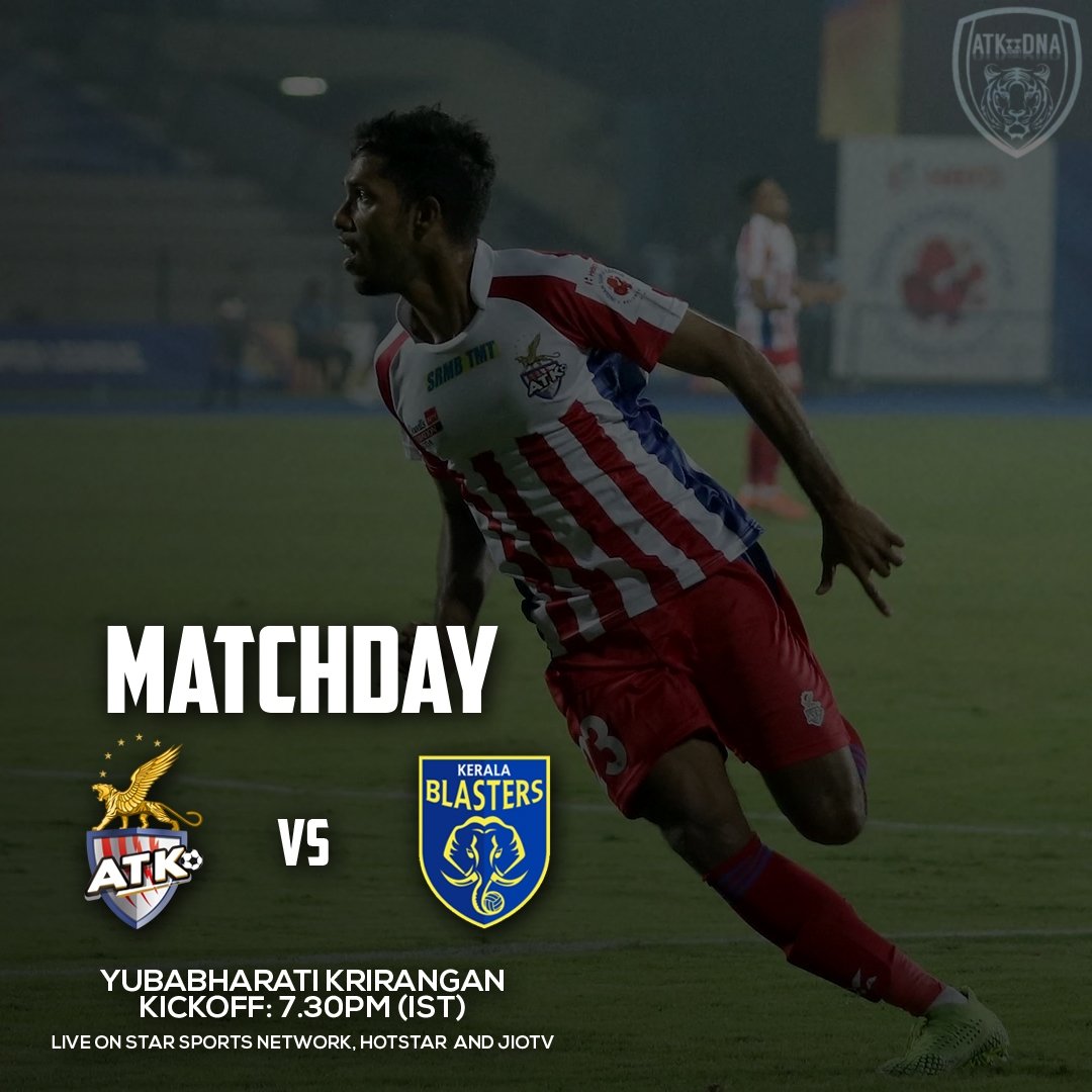 atk_dna's tweet photo. ATK face Kerala Blasters tonight in a mouth-watering contest at the Salt Lake Stadium.

#AamarBukeyATK https://t.co/KVjYtk1cnL