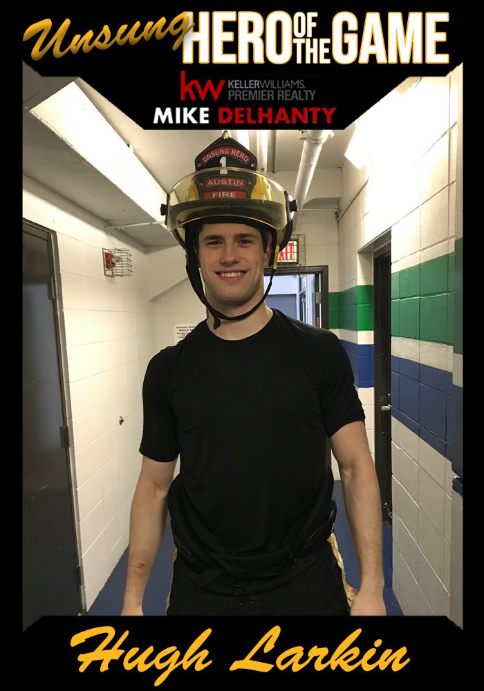 theaustinbruins's tweet photo. All 😁 from Hugh Larkin, tonight's Mike Delhanty - Keller Williams Realtor Unsung Hero of the Game! https://t.co/md3QchpoBF