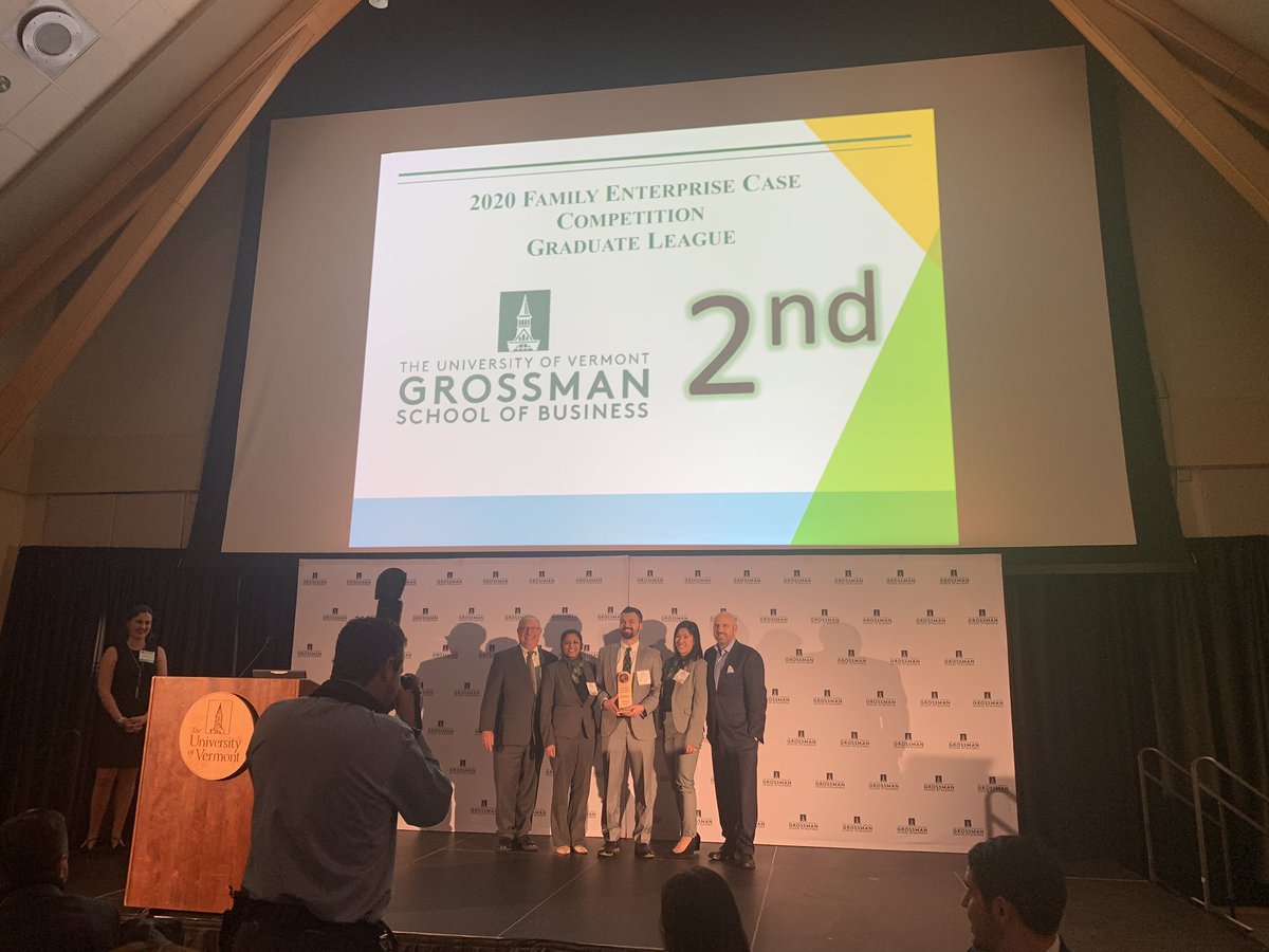 UVMPattyPrelock's tweet photo. Had the pleasure of attending the Annual Global Family Enterprise Case Competition @UVMBizSchool @uvmvermont. Thank you Sanjay and Dita Sharma for your leadership and Jim Keller and Adam Ifshin for your sponsorship. #Undergraduate and #Graduate teams @UVMBizSchool won awards! https://t.co/ZCI9brCizX