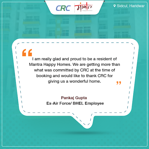 crcgroupindia's tweet image. Here is what Mr. Pankaj Gupta, a resident at Mantra Happy Homes has to say about his experience with the new home and the CRC team.
Last few apartments left! Plan a site visit today!
#FlatInHaridwar #PropertyInHaridwar