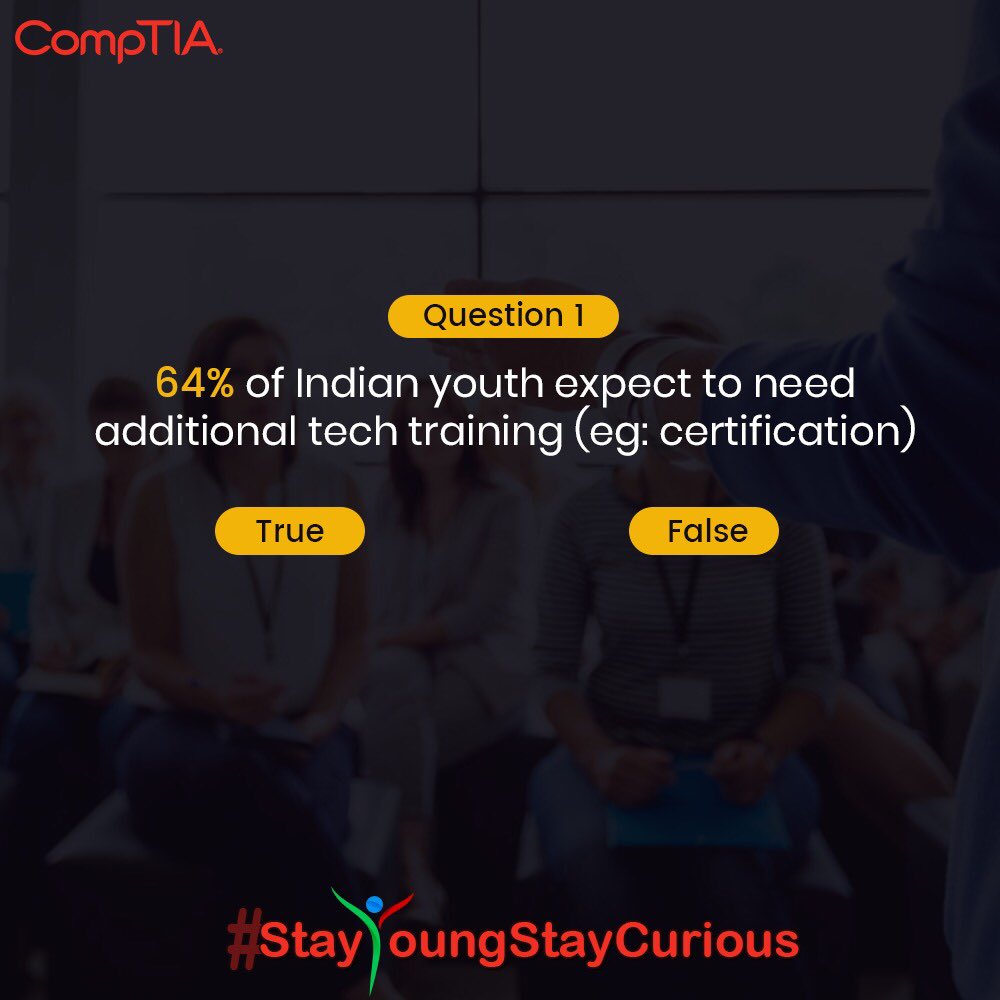 CompTIAIndia's tweet image. #ContestAlert #Question1 
Here's your First question, get set answering!  
Hint: Refer to slideshare.net/CompTIAIndia for insights and answer the above question #contest #youthday #StayYoungStayCurious