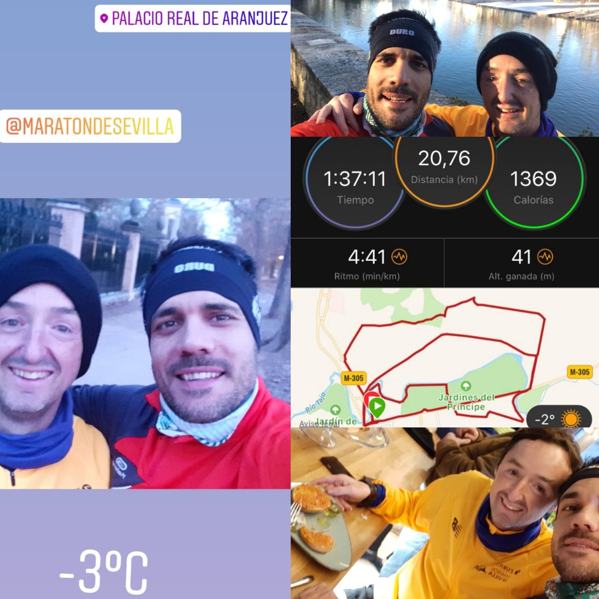 JaviRun42k's tweet photo. Pues 20kms han caído con más frío que vergüenza ❄☃️🐧 Seguimos sumando para @maratonsevilla Hoy me ha llevado @rafa_elcuerdas con el gancho que no podía ni darle conversación 🤣🤣 #KmsXalimentos #Run4Fun #RoadToSevilla #ComandoValencia #HarukiRules https://t.co/s4DXaK9krm