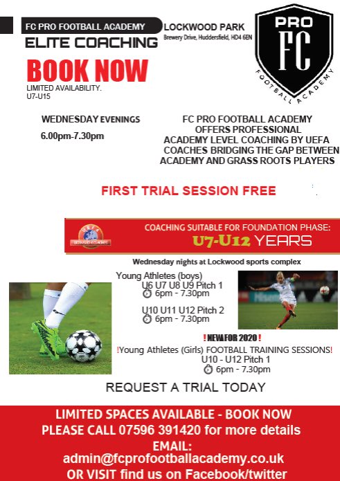 Fc Pro Football Academy . New young athletes girls structured training . Wednesday 6-7.30. Get in touch for more details