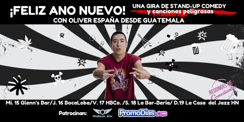 rdcomediantes's tweet photo. #FelizAnoNuevo con @Olivergazos quién nos visita esta semana dy con quién estaremos compartiendo escenarios toda la semana. 
#standupcomedy https://t.co/qfXLD2haMx