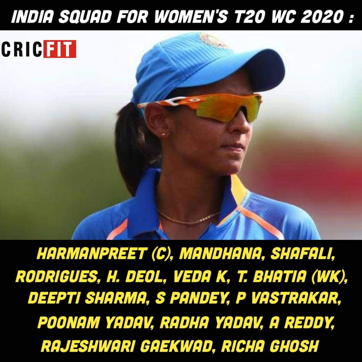 Indian Women's squad for T20I world Cup 2020

@BCCIWomen #IndianWomensCricketTeam #TeamIndia #T20worldcup