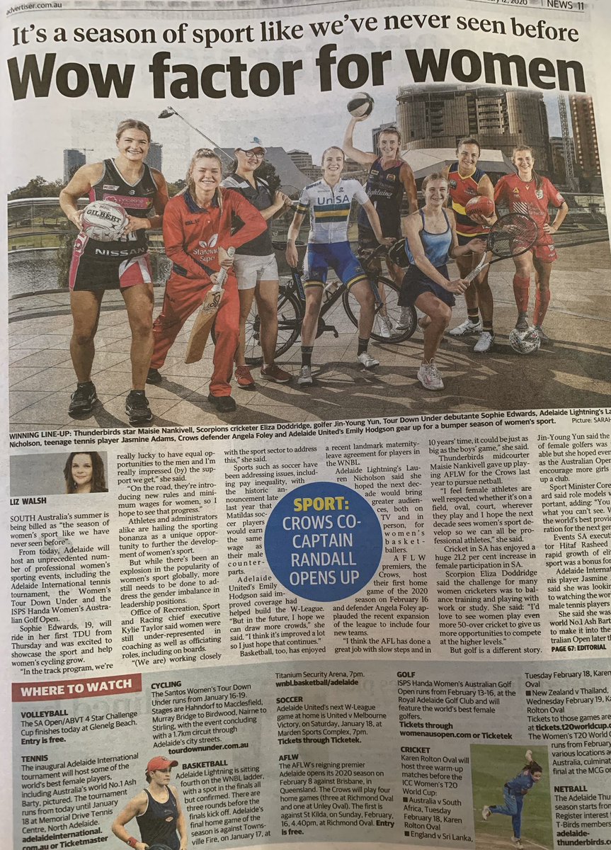 Role Models everywhere! This Adelaide summer is "a season of women's sport like we’ve never seen before". Great article <a href="/lizwalsh77/">Liz Walsh 📖</a> <a href="/theTiser/">The Advertiser</a> showcasing and recognising our talent.