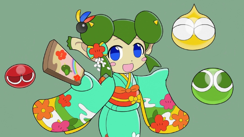PixelOrbi's tweet image. A little compilation of some of the Miiverse #PuyoPuyo drawings that I did with Art Academy on the Wii U. Here we have Rider/Lidelle in her furisode, Seriri the mermaid, Feli in her Kuromi costume from #Sanrio's My Melody and Doppelganger Arle.