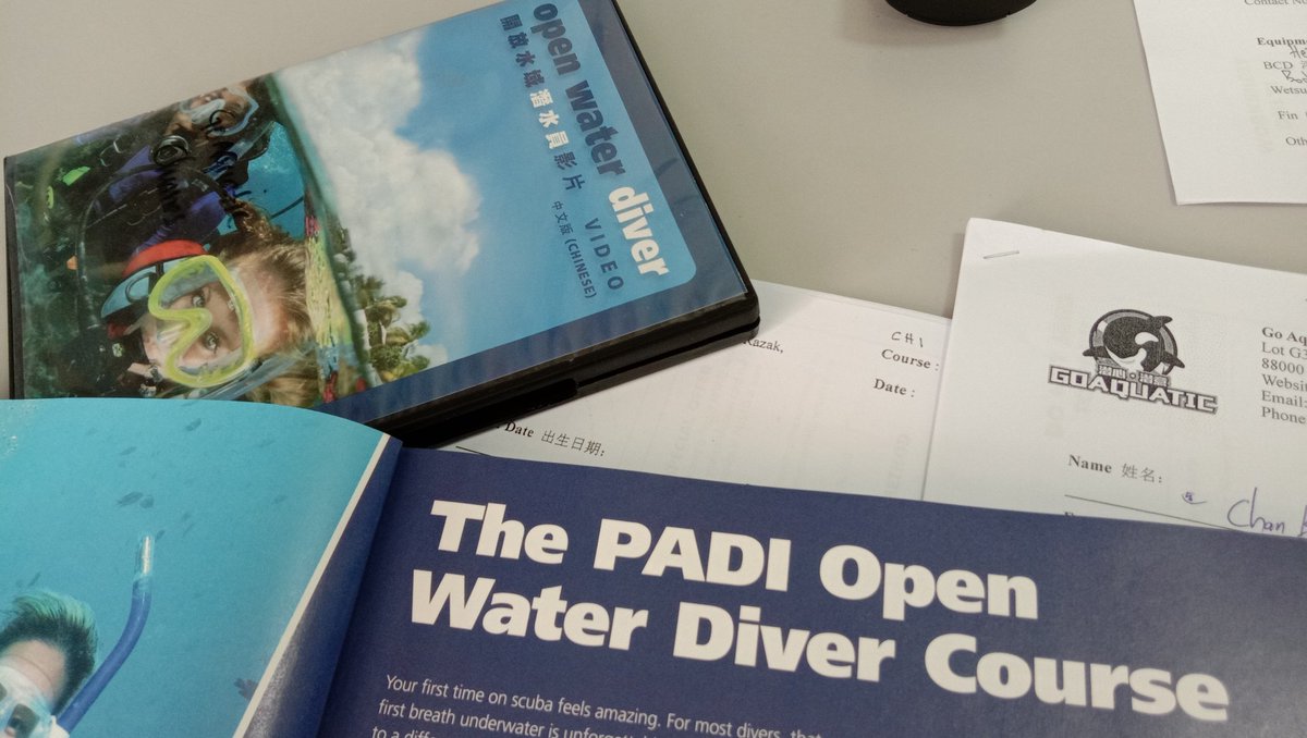 GoAquaticKK's tweet photo. #PADI Open Water Course learning material during 1st day of this #scubadiving course https://t.co/pED1lu4Rjl