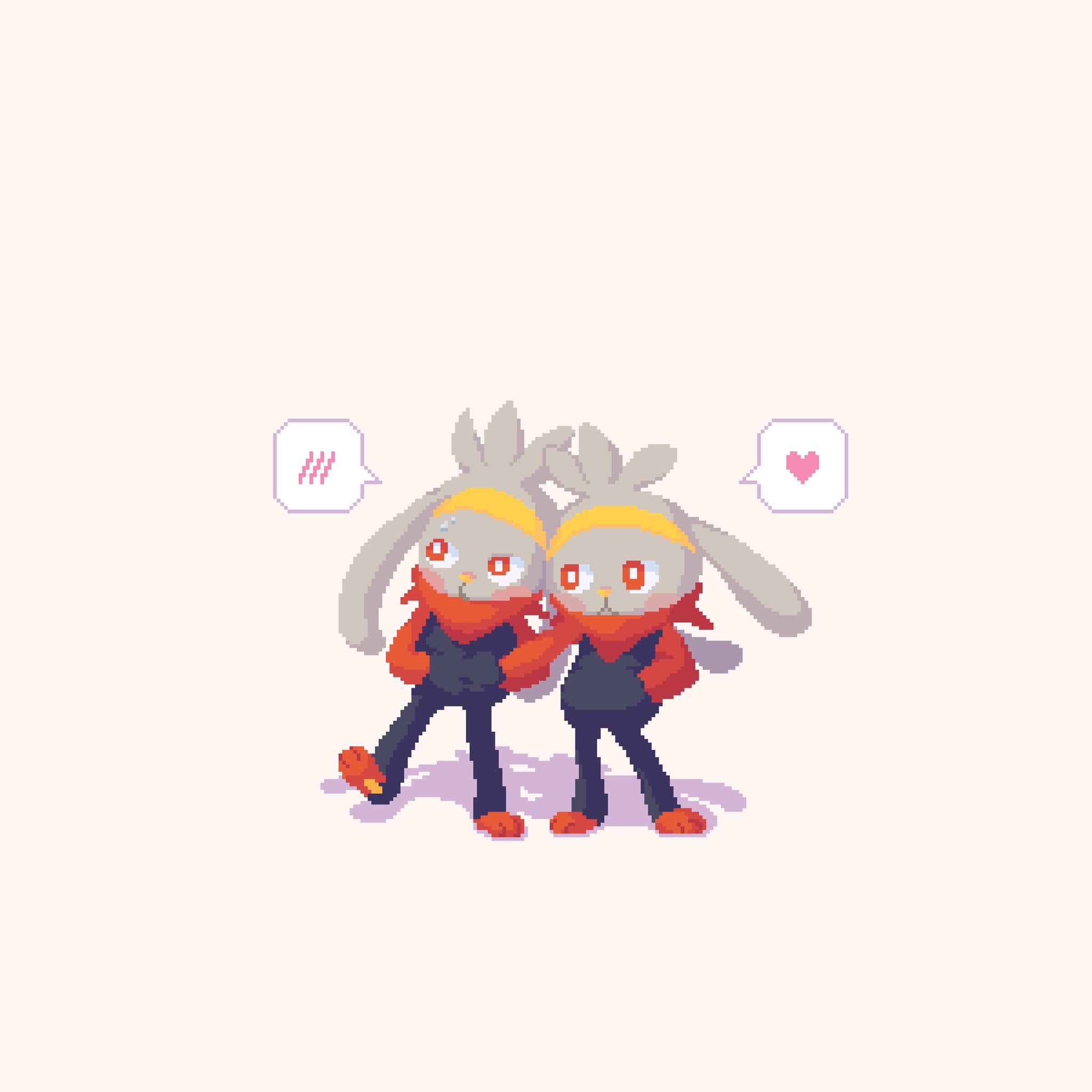 あん ポケットに一緒に手を入れて 照れてるラビフットたち ドット絵 Pixelart ポケモン剣盾 Pokemon T Co 5qijwagywh Twitter
