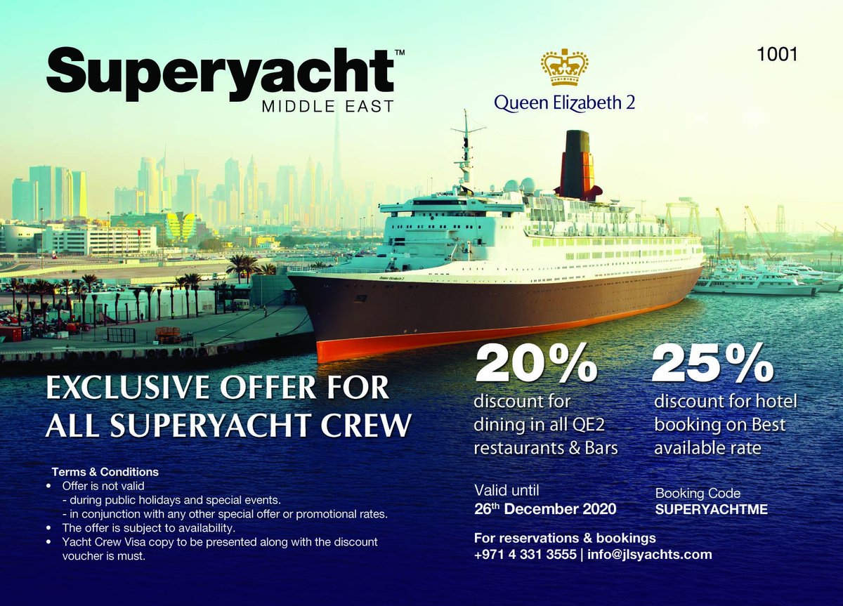 JlsYachts's tweet image. Please contact JLS Yachts / Superyacht Middle East to obtain the the discount voucher.