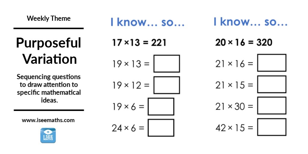 Theme for this week's posts: purposeful variation. Drawing attention to specific aspects of the mathematics, helping children to make new connections. Give your thoughts, share your own examples, improve my ideas... Would love to develop a discussion!