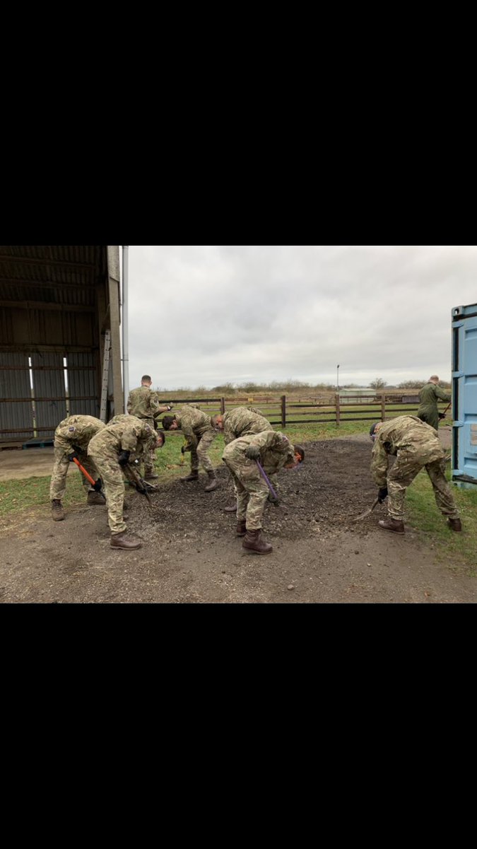 RAF_NCACITC's tweet photo. NCACITC 282 on their first working weekend helping out at RAFC Cranwell Saddle Club. The cadets were involved with resurfacing roads, clearing stables and general cleaning. Well done to everyone involved! https://t.co/RHYCN1Zi1t