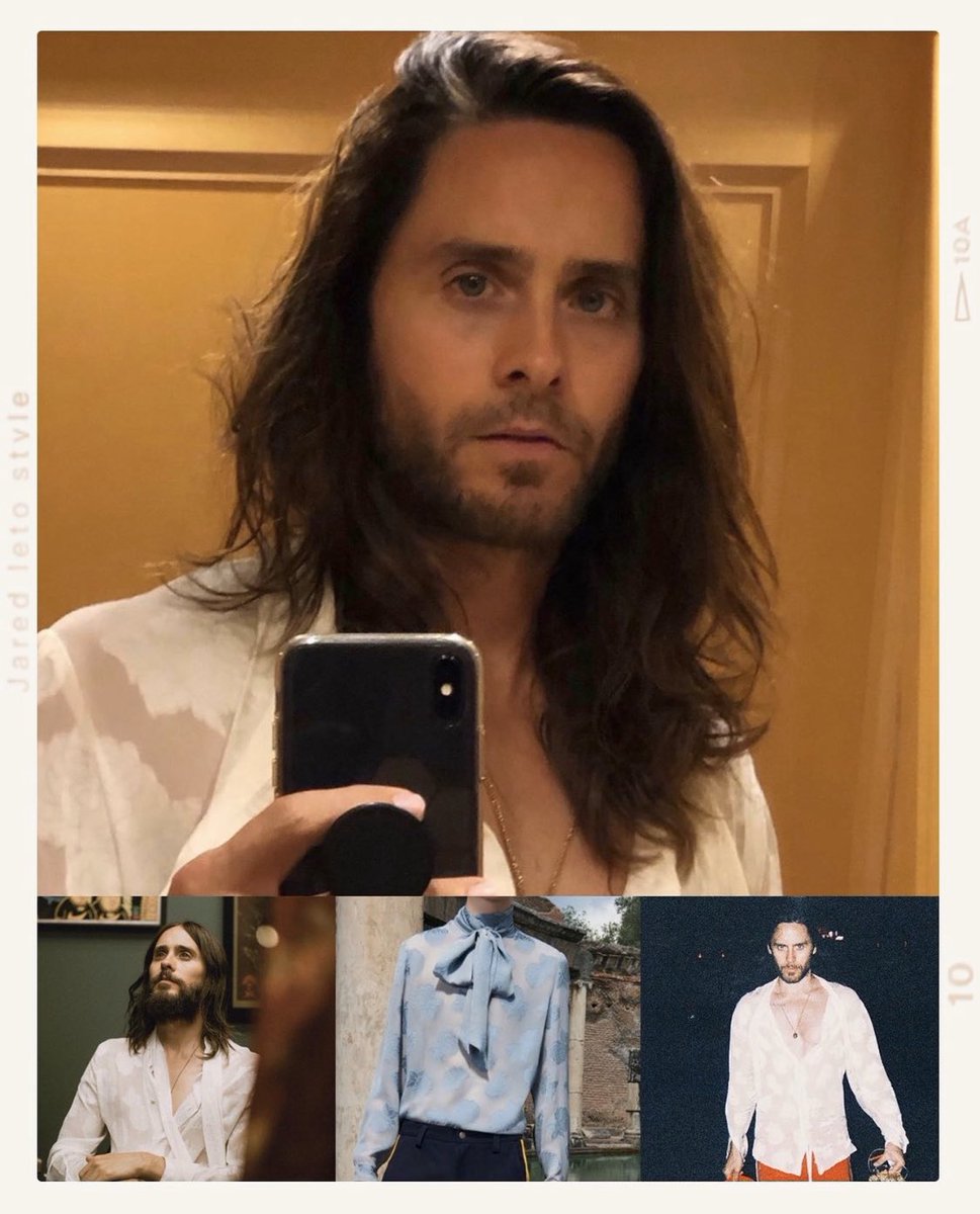 jaredleto_style's tweet photo. This is my favorite custom Gucci  piece in Jared's collection. ⠀

Gucci Pussy-bow shirts with embroidered peony from the Cruise 2018 collection. ⠀

#jaredleto #30secondstomars #thirtysecondstomars 

https://t.co/1XPEgVz51j https://t.co/6Unv5DthdX