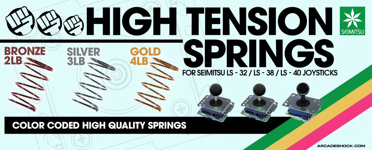 ArcadeShock's tweet photo. EX Springs for Seimitsu LS-32, LS-38, LS-40 for Upgrade or Replacement
Made in Japan
Available Now
https://t.co/nC2EPXXU7s
2lb (Bronze)
3lb (Silver)
4lb (Gold)
Color coated for ease of differentiating, just in case you have a box full of springs
#EXGEAR #EXSprings #seimitsu https://t.co/2AlooS3fD7