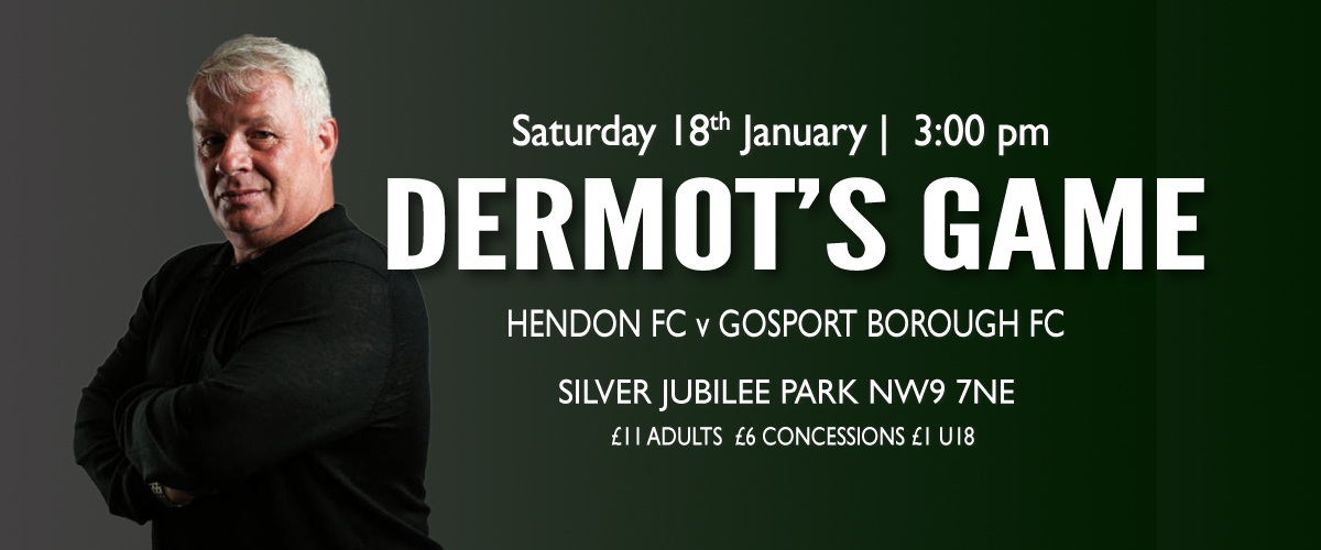 HendonFC's tweet photo. This coming Saturday, we once again pay tribute to one of our favourite and most popular players of the past 40 years, Dermot Drummy, who tragically took his own life just over two years ago.

Please come and remember Dermot with supporters and former team-mates alike. https://t.co/r9CTOWbJXr