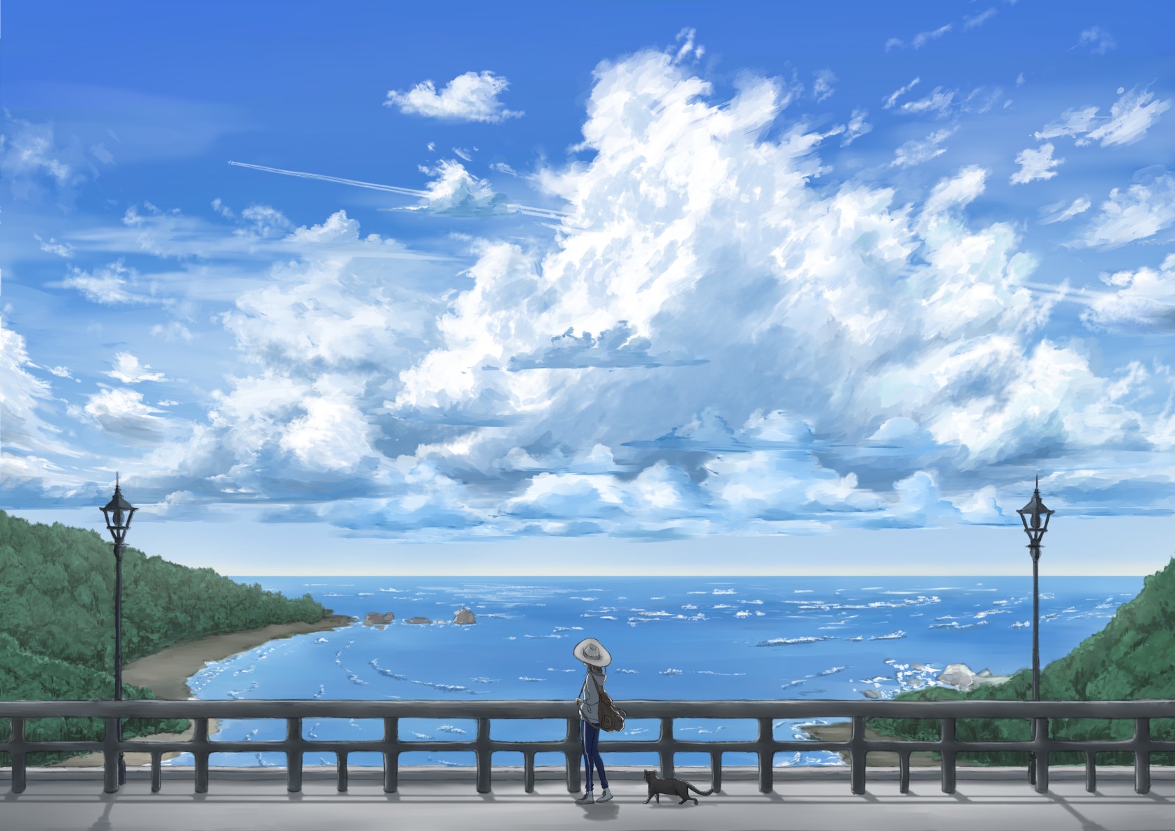 イシカワ ナオキ イカナ 真冬ですが 入道雲のイラストをどうぞ Illustrations Illustrator Original Art イラスト オリジナル 背景 入道雲 創作 女の子 猫 T Co Ef3y5imla6 Twitter