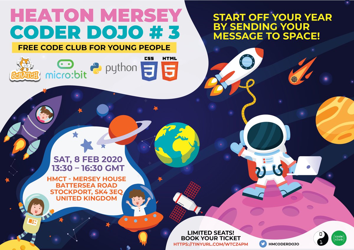 HMCoderDojo's tweet image. eventbrite.co.uk/e/heaton-merse…
@CodeClubWorld @CoderDojo @CodeClub
#code #manchester #stockport #thingstodowithkids #february #8thFeb2019 #scratch #microbit #python #heatonmersey