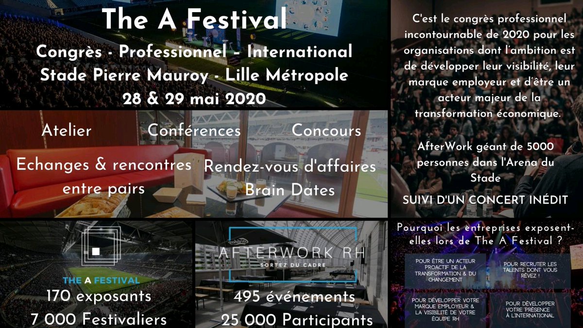 AfterWork_RH's tweet image. C&apos;est le congrès professionnel incontournable de 2020 pour les organisations dont l’ambition est de développer leur visibilité, leur marque employeur et d’être un acteur majeur de la transformation économique. the-a-festival.com

#AFestival #Lille #AfterWorkRH #Lille #Drh
