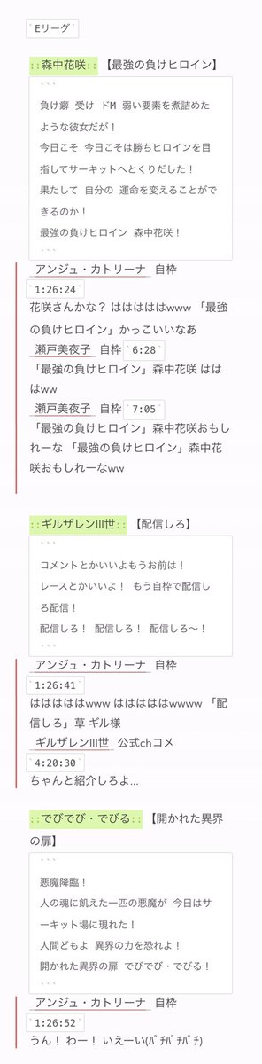 モノ On Twitter マリカにじさんじ杯 口上 二つ名 各ライバーの反応まとめ 以下ツリーに続く 予選 Aリーグ