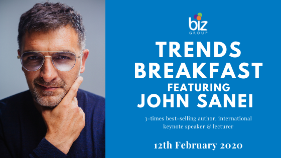 We're excited to launch the 2020 Trends Breakfast series with a keynote from international speaker John Sanei. His keynote: FOREsight: Connecting Invisible Dots is a must for anyone looking to understand how to future-proof their careers and business hubs.ly/H0myc1t0