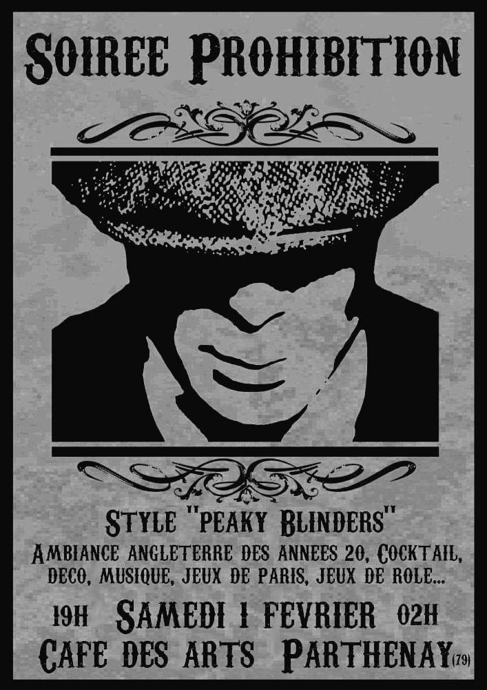 100parthenay's tweet photo. 😎 Soirée Prohibition au Café des Arts à #Parthenay le 1er février, venez costumés ! https://t.co/P1jVNf12lb