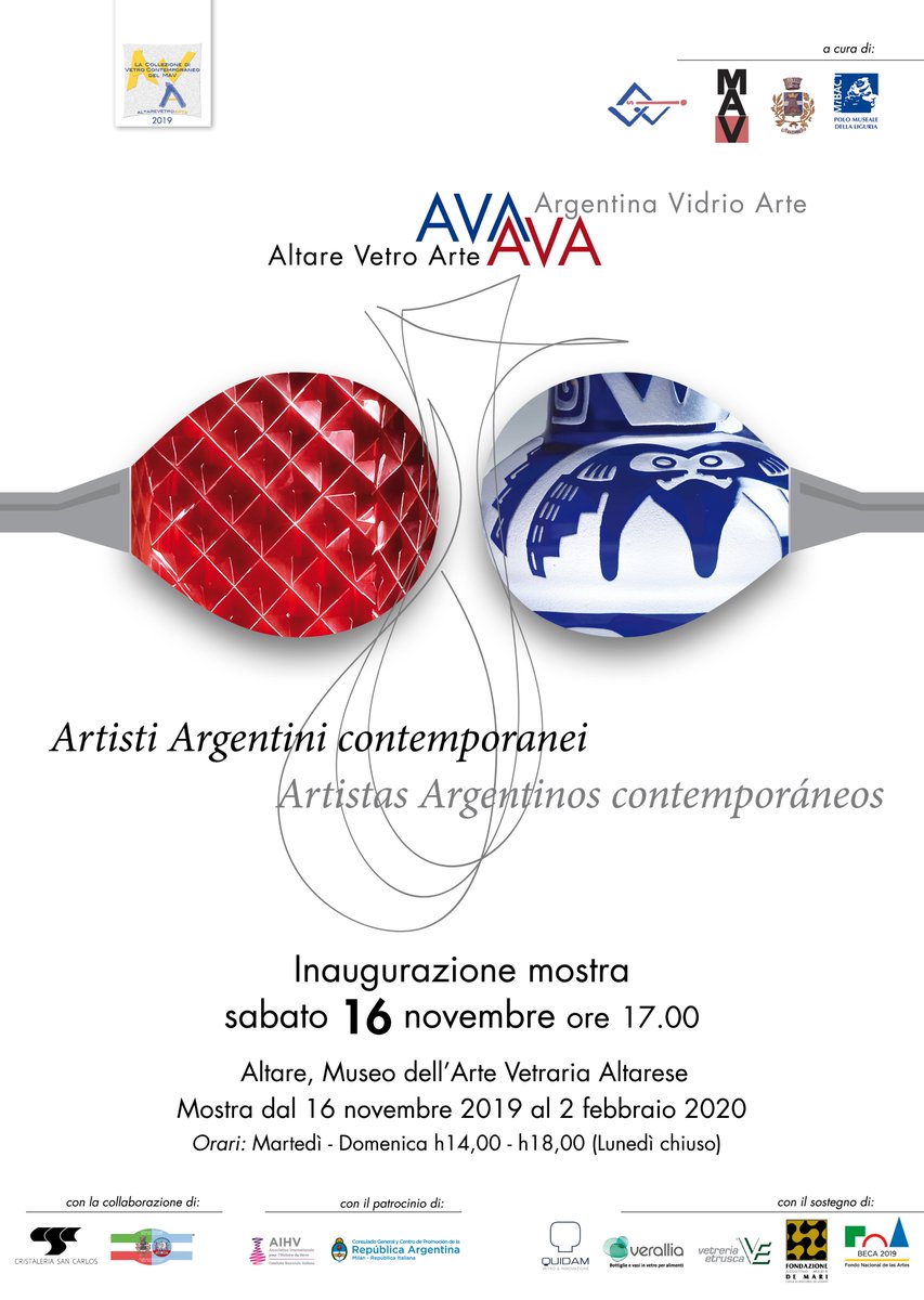 MuseoDelVetro's tweet photo. E' in corso la nona edizione di Altare Vetro Arte, quest'anno definita anche Argentina Vidrio Arte!
Il Museo dell’Arte Vetraria Altarese espone le opere di 14 artisti argentini contemporanei, in una mostra volta a promuovere sia l’arte contemporanea sia l’industria del cristallo. https://t.co/FebLri4VQI
