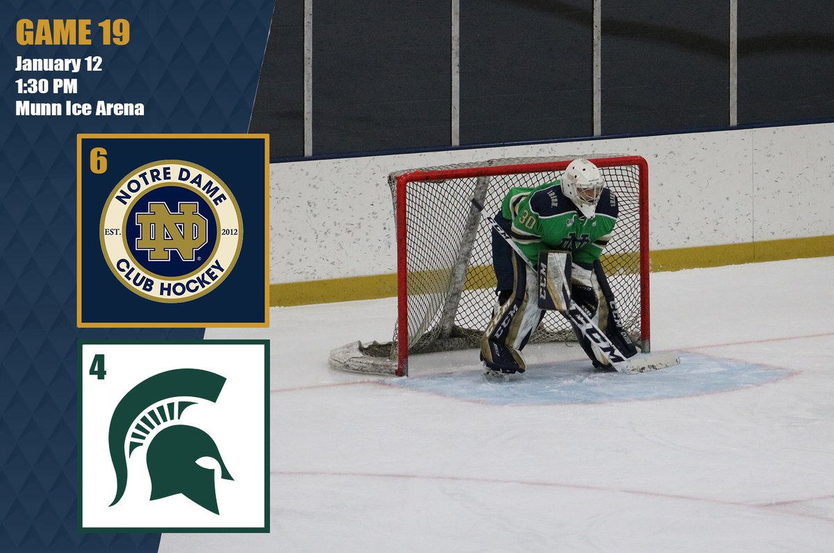 IT'S GAMEDAY! 🍀

Irish wrap up the weekend at Munn Ice Arena for a second game with <a href="/MSUD3Hockey/">Spartan Hockey</a> 

#GoIrish