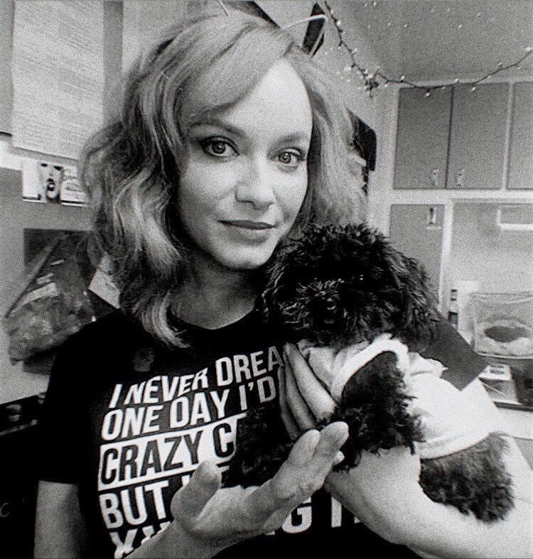 January 12, 2020 - I always knew Christina had an inner crazy cat lady inside her...even though she’s holding a dog. 