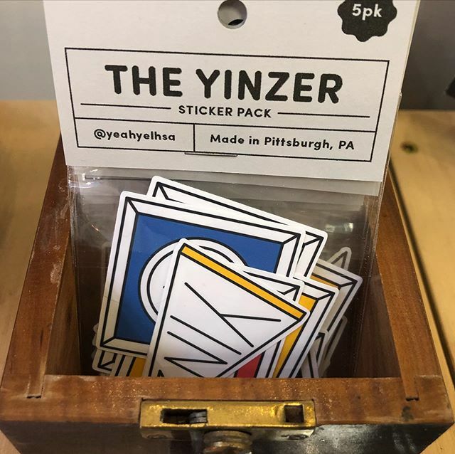 lovePGHshop's tweet photo. For the sticker lovers out there: The Yinzer pack is a local classic. We love that @yeahyelhsa now makes this pack in color 💙💛❤️
#lovepittsburgh #lovepgh #madeinpittsburgh #yinzer #locallove #lovelocal #smileycookie #parkingchair https://t.co/pikCZjGCAE