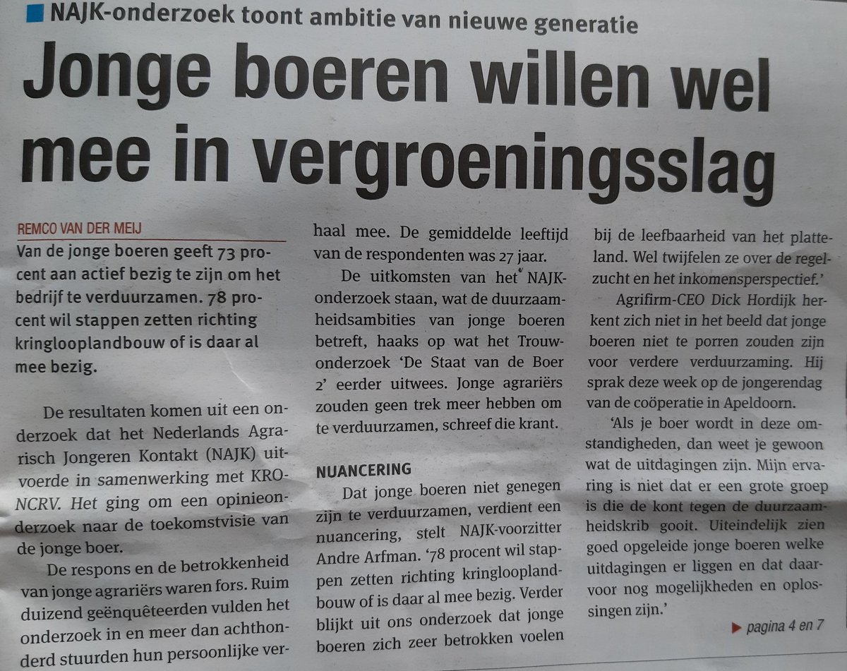 "Als je boer wordt in deze omstandigheden weet je wat de uitdagingen zijn". 
Geef de (jonge) boeren het vertrouwen, de tijd en perspectief!