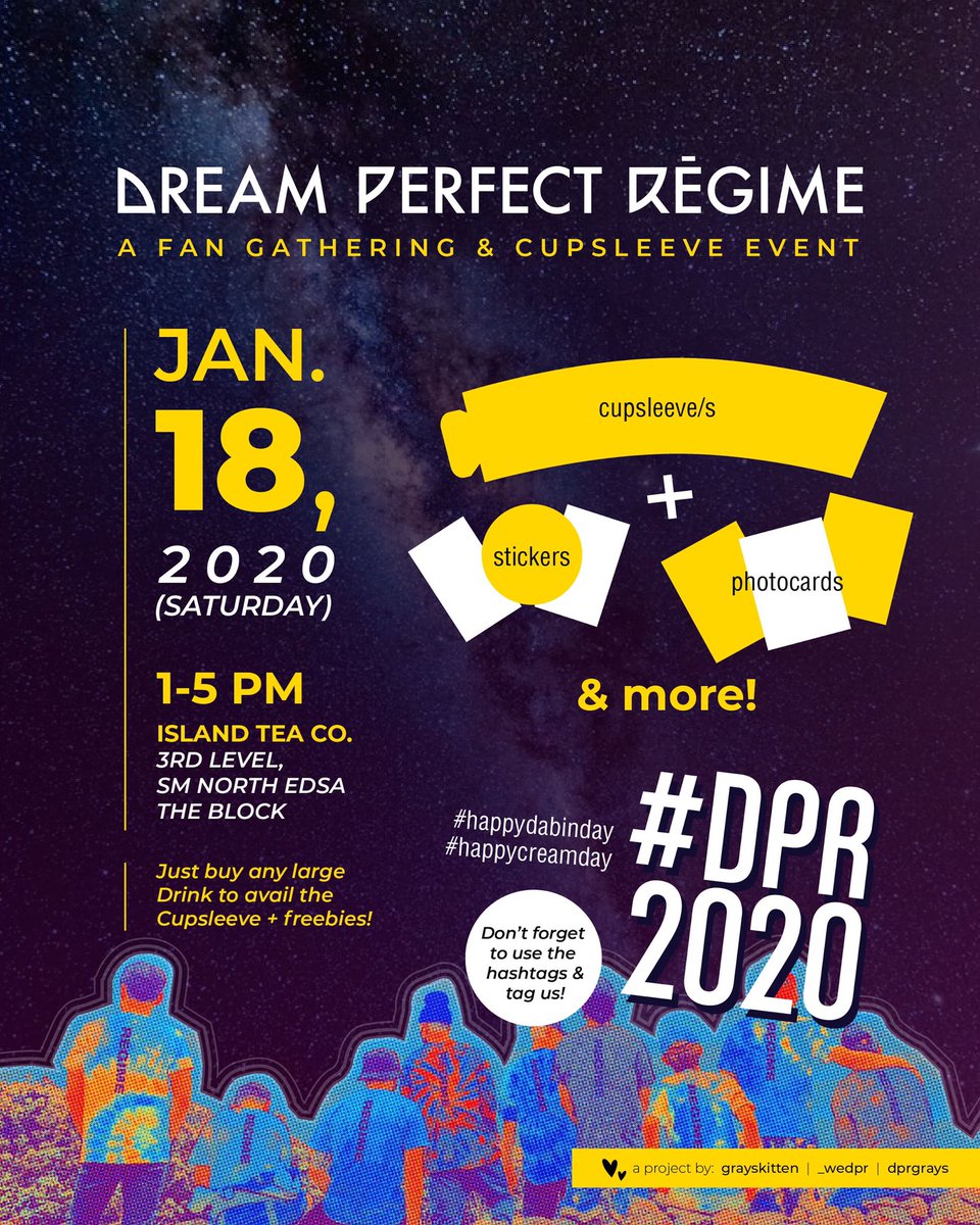 CXXV1II's tweet photo. New year, Same team! 🌠✨
A fan gathering + cupsleeve event to celebrate Dabin and Cream’s birthdays and a fresh year for DPR!
SAVE THE DATE ‼️
・January 18, 2019
1-5PM | ISLAND TEA & CO.
CHECK POSTER FOR MORE DETAILS!
See you there!
#DPR2020 https://t.co/HBSYvIopSh