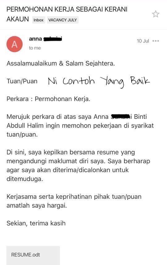 Job Application Contoh Resume Mohon Kerja Bahasa Melayu ...