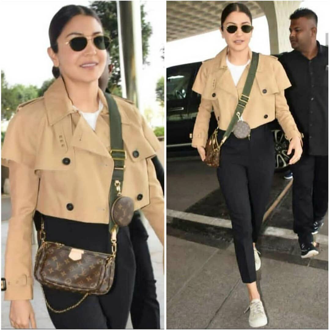 And then after a little break Anushka Sharma is back with her airport looks. Can she ever go wrong when it comes to airport looks? I dong think she ever can. The trench crop coat and that cute bag. Her glowing skin. She looks like a stunner she is.