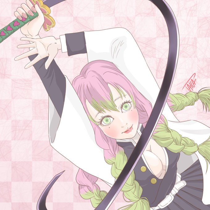 taka.studio@名古屋のイラストレーターさんがTwitterに投稿した甘露寺蜜璃(鬼滅の刃)のイラスト。