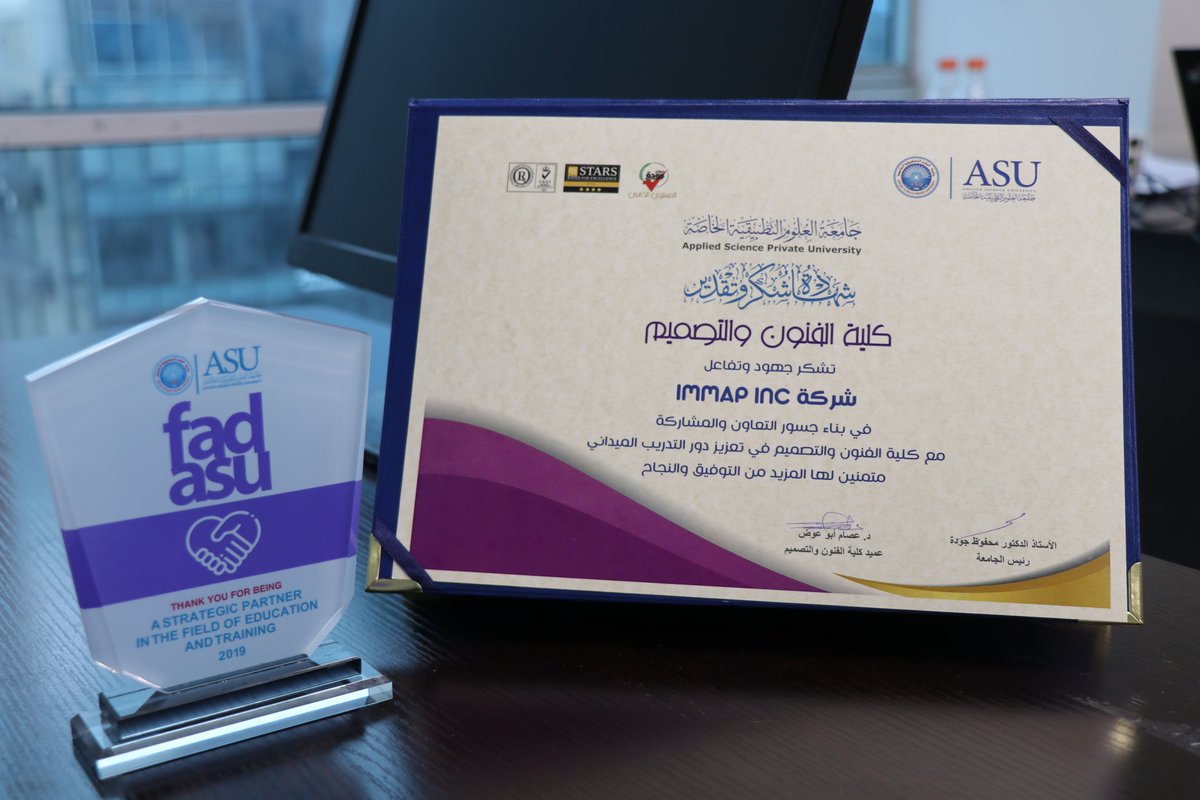 iMMAP_Inc's tweet image. On December 21, 2019, iMMAP was honored by Jordan’s Applied Science University for taking in several of their students as interns and enhancing their knowledge in the field of data visualization.

#iMMAPrecognized #SpreadingtheKnowledge
