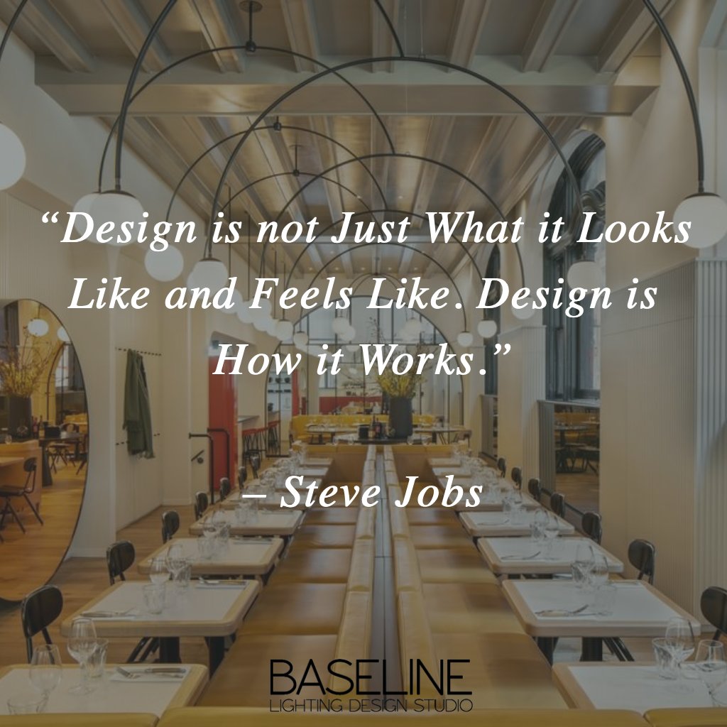 DesignBaseline's tweet photo. “Design is not Just What it Looks Like and Feels Like. Design is How it Works.” – Steve Jobs
#SteveJobs #Design #LightingDesign #Lighting #LightingControls #LightingDesigner #LightingDesigners #LightingDesignAgency #Business #Restaurant #Restaurants #RestaurantBusiness https://t.co/TNlEaNFGwx