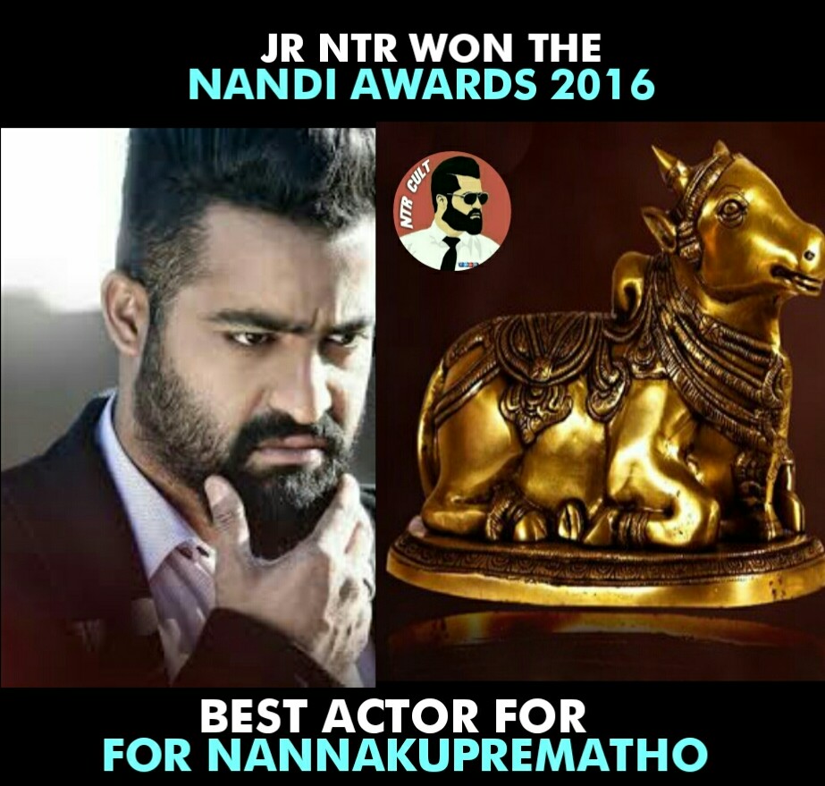 NTR Cult ™ on Twitter: "Jr NTR Won The Nandi Awards 2016 For Best Actor  Male For NannakuPrematho #4YearForNannakuPrematho #DecadeForEvergreenADHURS  https://t.co/3Iec2xrnmD" / Twitter