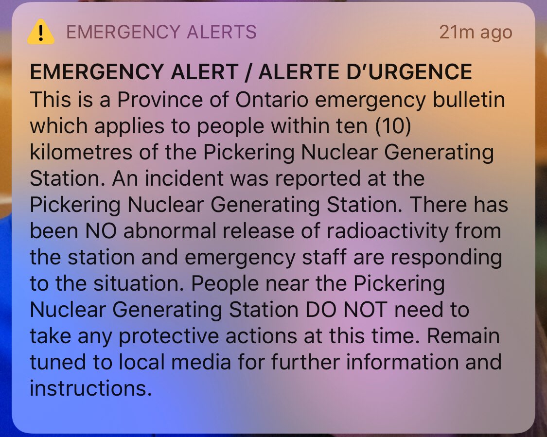 Dunnston's tweet photo. Why is an emergency alert sent out when there is no emergency??? No need to alert people if there is nothing to worry about. It needs to be reported, but that is what the news is for. 
#emergencyalert #Ontario https://t.co/rzDWrc0ZD0