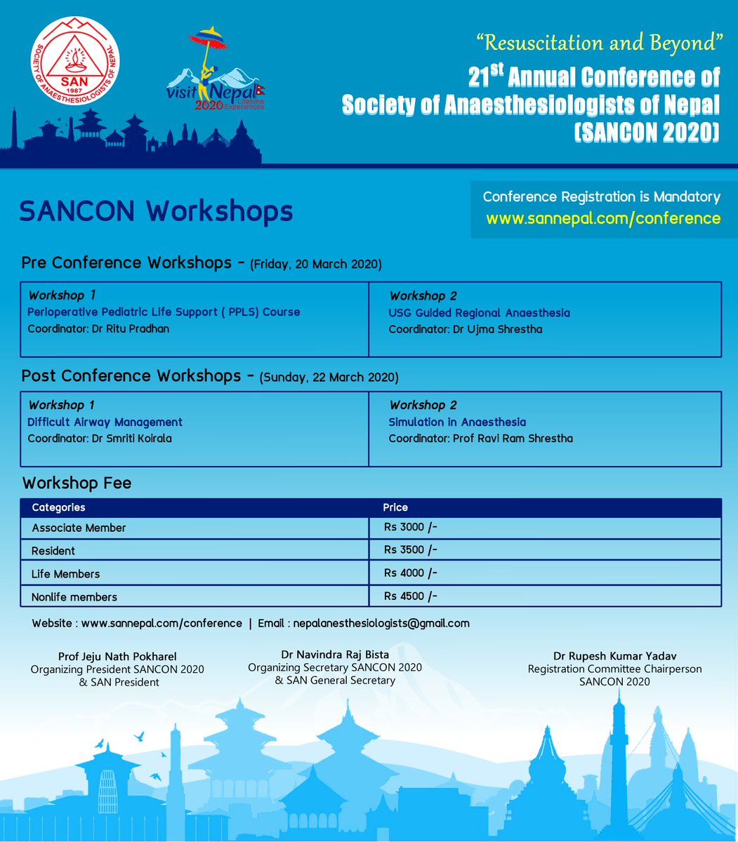 SAN_Anesthesia's tweet photo. Please register for SANCON workshops
Limited slots !
#SANCON2020 https://t.co/zokogtxAYV